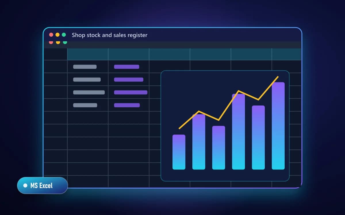 Shop stock and sales register