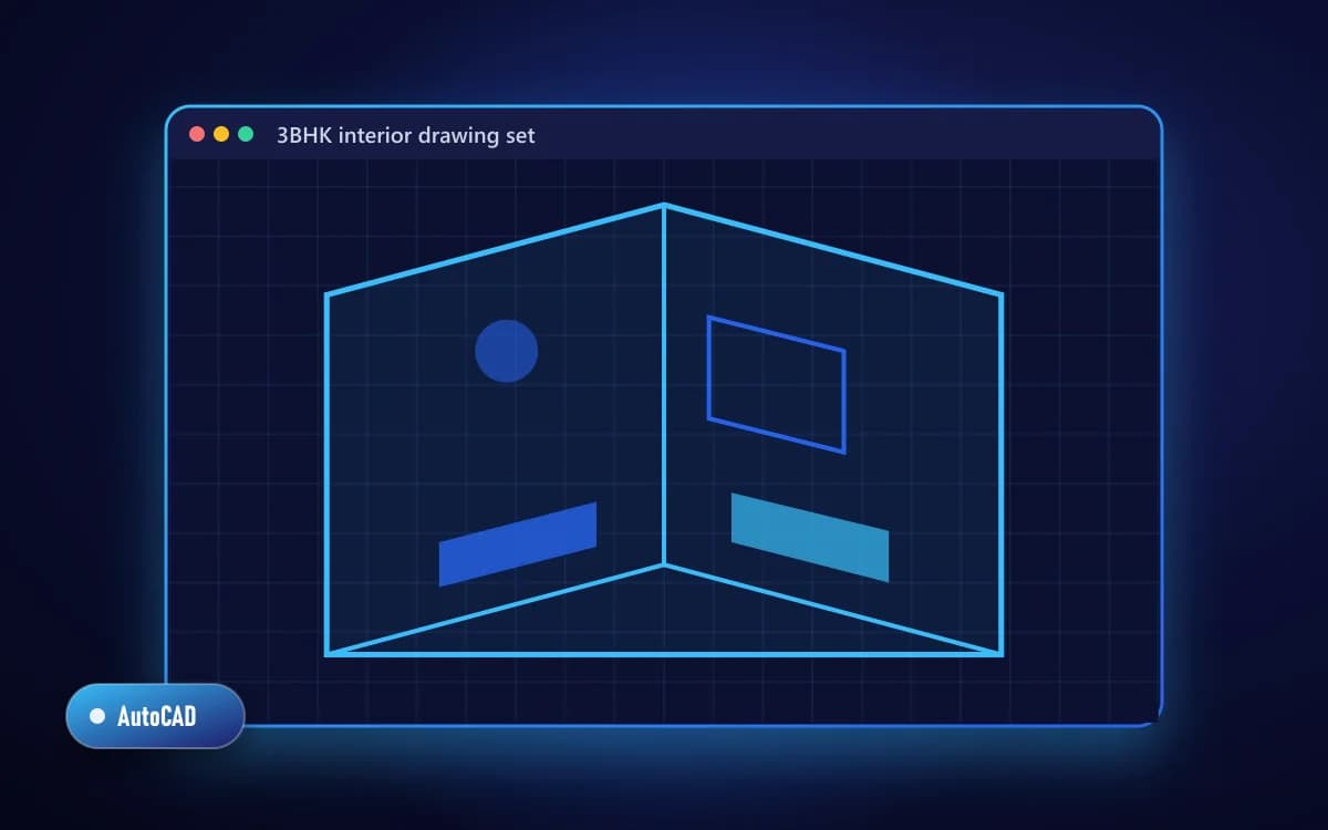 3BHK interior drawing set