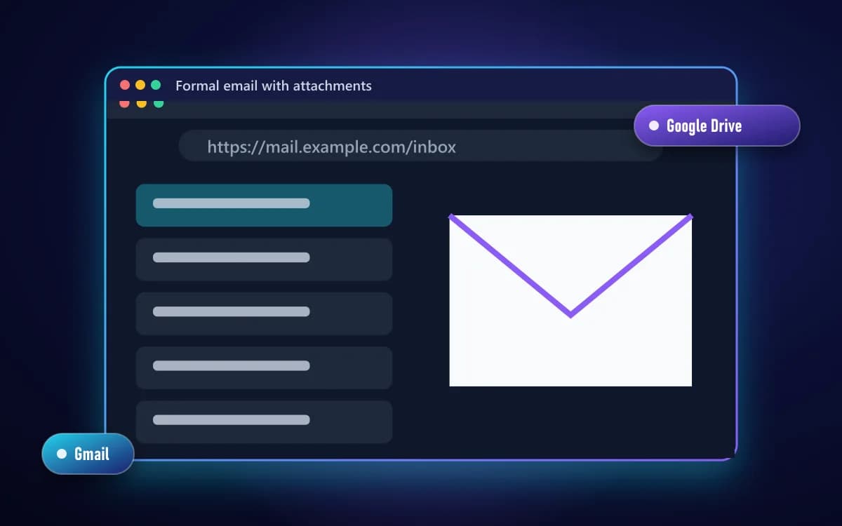 Formal email with attachments