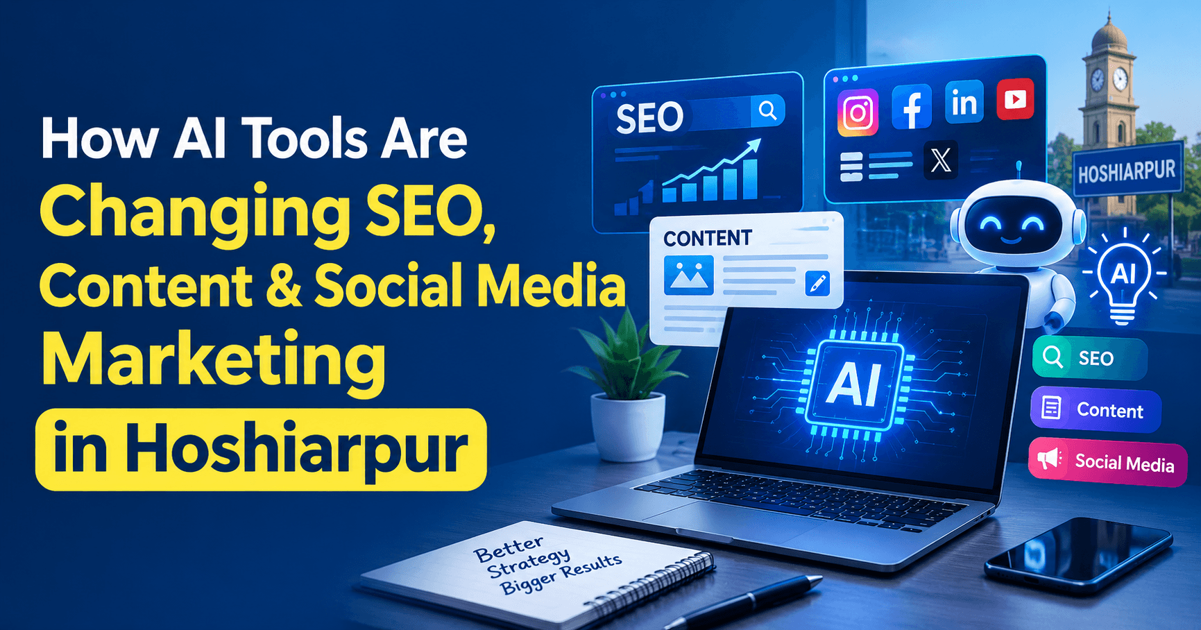 How AI Tools Are Changing SEO, Content & Social Media Marketing in Hoshiarpur